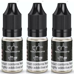 Nicotine Shots By Nic Drops 10ml 15mg 18mg Unflavoured